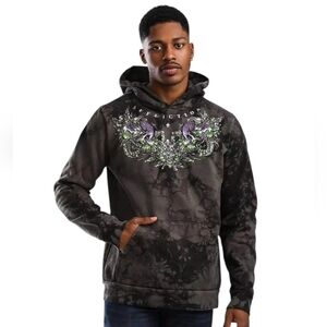 Affliction Black Label Chromium Rhinestone Hoodie Men's sz 2XL